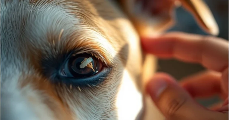 dog has something in eye