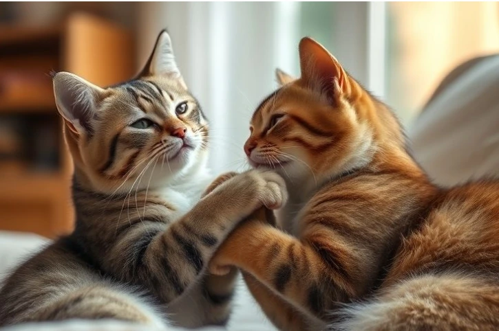 Cats Grooming Each Other